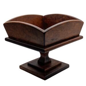 Vintage Colonial 60s Wooden Pedestal Compote Fruit Bowl